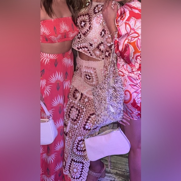 Handmade Crochet Two-Piece Set in Cream & Mauve - Picture 2 of 5